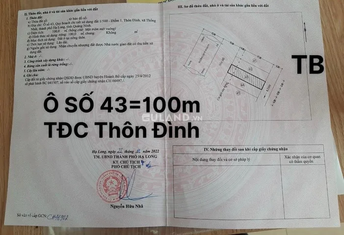 Đất TĐC Thôn Đình - Thống Nhất