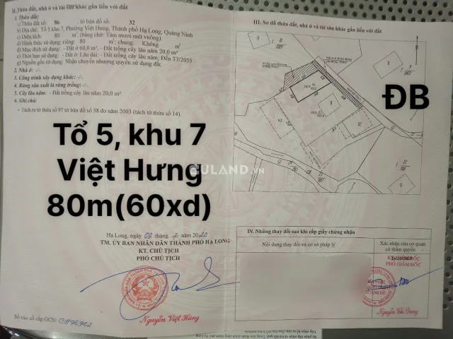 Đât Thổ Cư Phường Việt Hưng