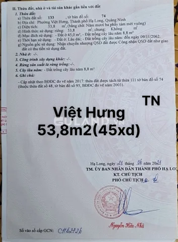 ĐẤT PHÂN LÔ - PHƯỜNG VIỆT HƯNG