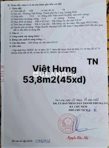 ĐẤT PHÂN LÔ - PHƯỜNG VIỆT HƯNG