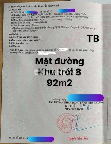 ĐẤT MẶT ĐƯỜNG KHU TRỚI 8