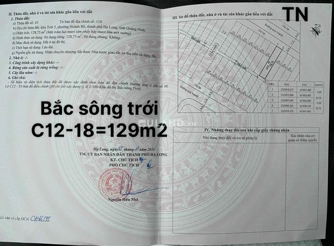 Bán nhà 128.75m² 2.5 tỷ tại Phường Hoành Bồ Thành phố Hạ Long