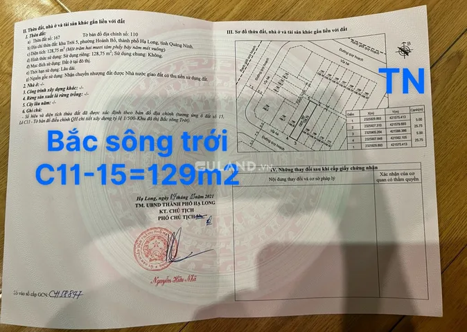 Bán đất 128.75m² ngang 5m giá 2.8 tỷ tại Phường Hoành Bồ Thành phố Hạ Long