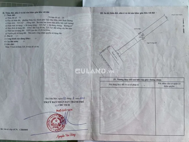 Đất 5,5x62m đường Nguyễn Chí Thanh TP Thủ Dầu Một - Bình Dương