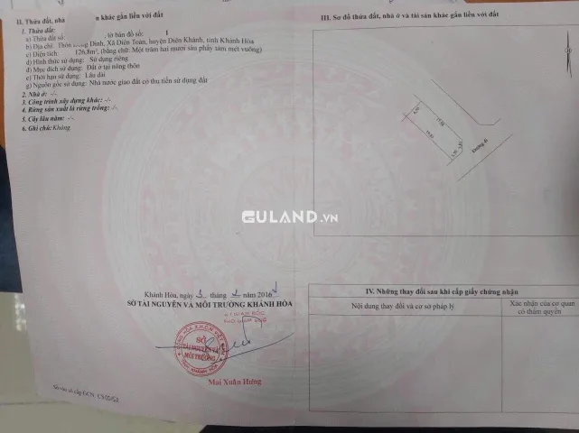 Bán lô góc 2 mặt tiền ngày Trường học Diên toàn