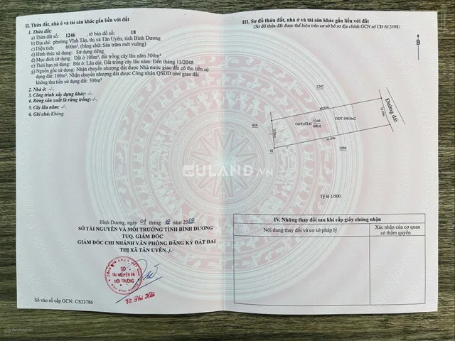 Bán đất thổ cư hẻm xe tải, Vĩnh Tân, Tân Uyên, Bình Dương
