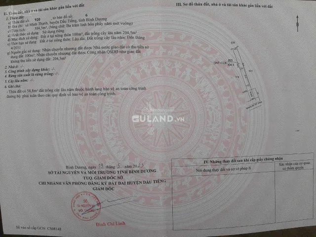 Lô đất mặt tiền DH707 Dầu Tiếng - Bình Dương giá còn 750tr