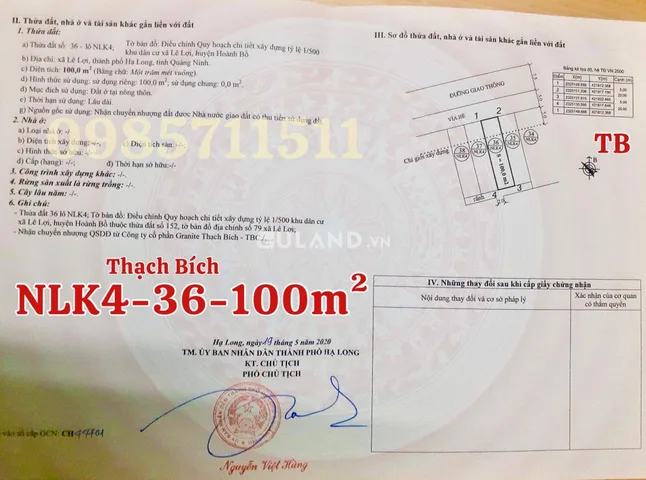 DỰ ÁN THẠCH BÍCH - HOÀNH BỒ