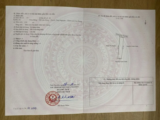 Bán lô đất 139m2 xã Lâm Động, Thủy Nguyên, Hải Phòng. giá 1,99 tỷ