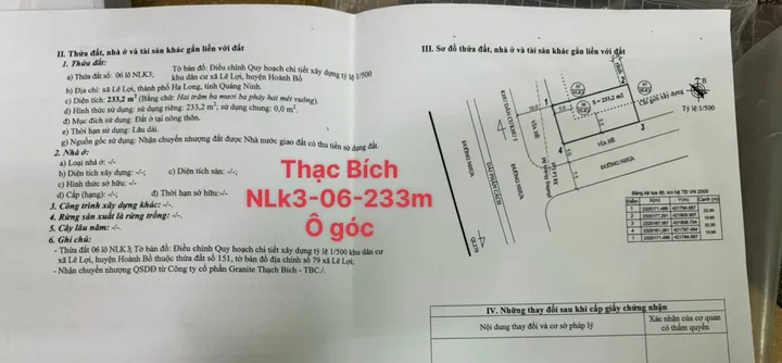 Ô GÓC MẶT ĐƯỜNG TO - DỰ ÁN THẠCH BÍCH