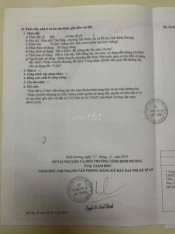 BÁN BDS DĨ AN GIÁ RẺ NHẤT KHU VỰC