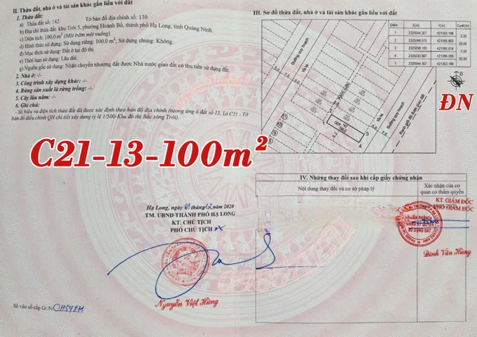 Bán đất 100m² 2.4 tỷ tại Phường Hoành Bồ Thành phố Hạ Long