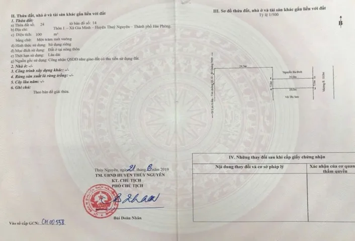 Bán 3 lô đất 100m² 1.65 tỷ trên lô tại Xã Gia Minh Huyện Thuỷ Nguyên. liên hệ 0362558882